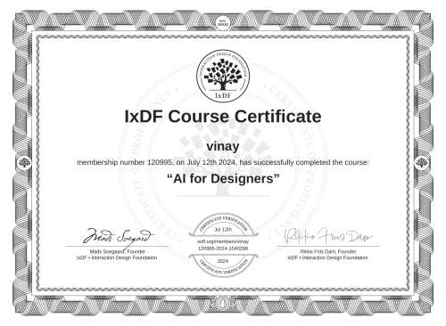 AI for Designers certificate