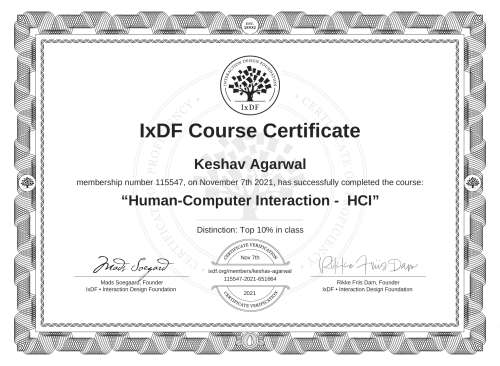 Human-Computer Interaction -  HCI certificate
