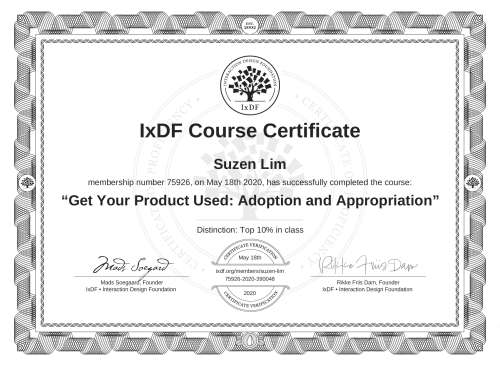 Get Your Product Used: Adoption and Appropriation certificate