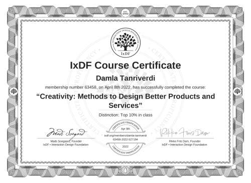 Creativity: Methods to Design Better Products and Services certificate