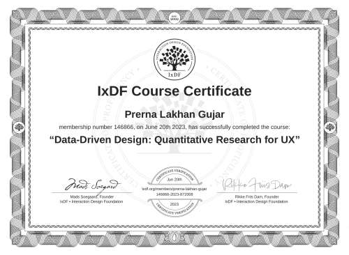 Data-Driven Design: Quantitative Research for UX certificate