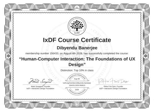 Human-Computer Interaction: The Foundations of UX Design certificate