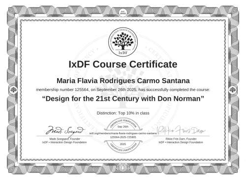 Design for the 21st Century with Don Norman certificate
