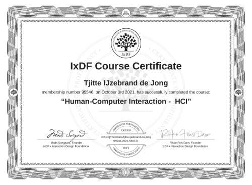 Human-Computer Interaction -  HCI certificate
