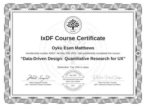 Data-Driven Design: Quantitative Research for UX certificate