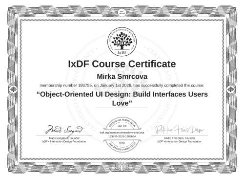 Object-Oriented UI Design: Build Interfaces Users Love certificate