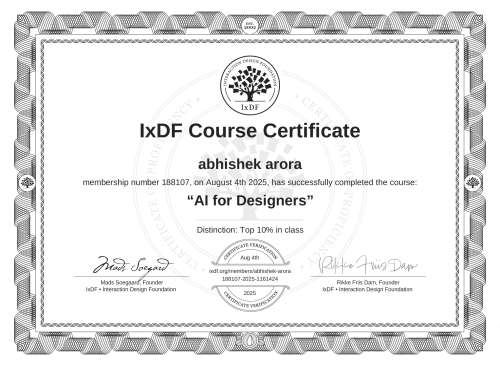 AI for Designers certificate