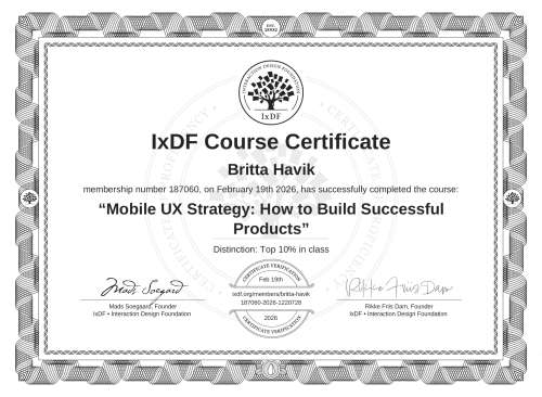 Mobile UX Strategy: How to Build Successful Products certificate