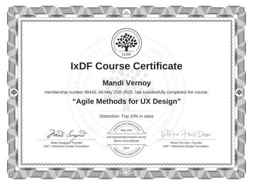 Agile Methods for UX Design certificate