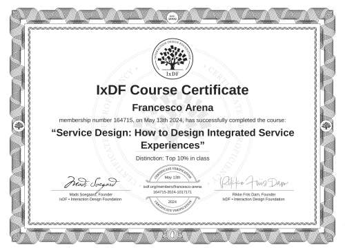 Service Design: How to Design Integrated Service Experiences certificate