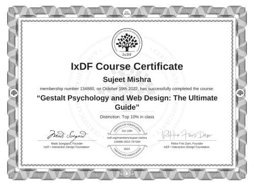 Gestalt Psychology and Web Design: The Ultimate Guide certificate