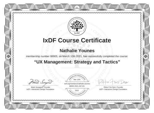 UX Management: Strategy and Tactics certificate