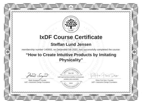 How to Create Intuitive Products by Imitating Physicality certificate