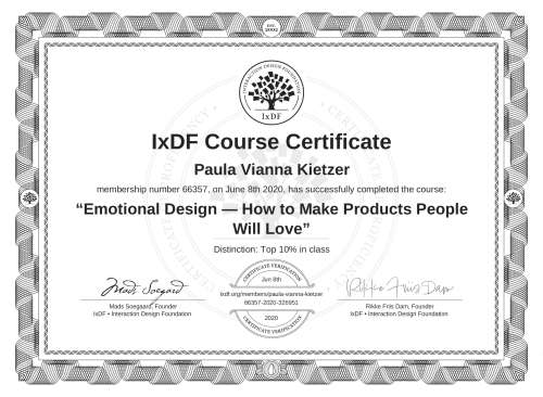 Emotional Design — How to Make Products People Will Love certificate
