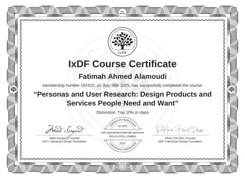 Personas and User Research: Design Products and Services People Need and Want certificate