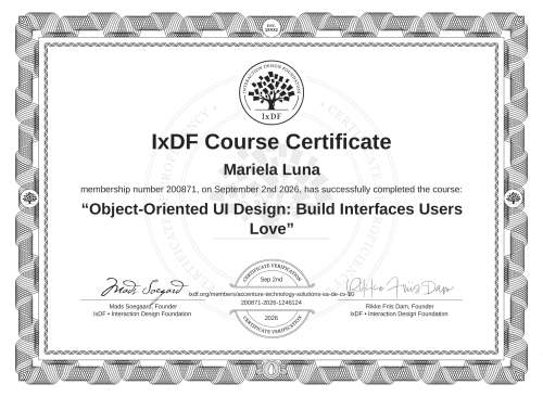 Object-Oriented UI Design: Build Interfaces Users Love certificate