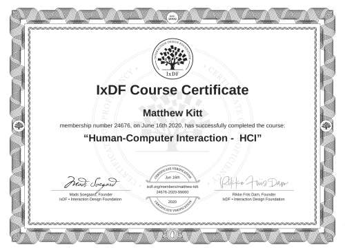 Human-Computer Interaction -  HCI certificate