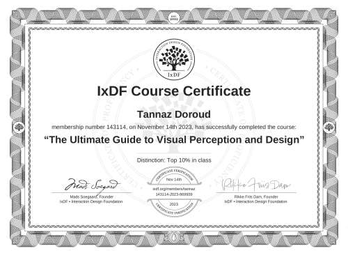 The Ultimate Guide to Visual Perception and Design certificate