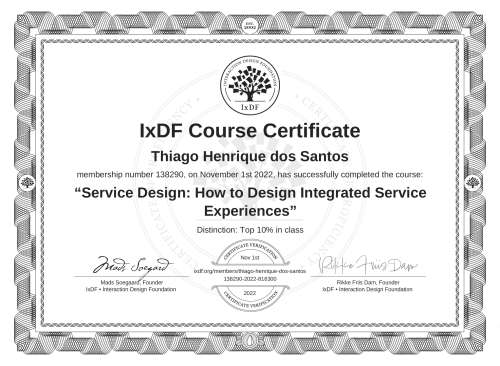 Service Design: How to Design Integrated Service Experiences certificate