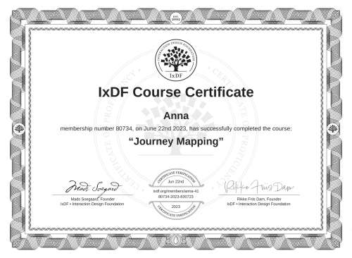Journey Mapping certificate