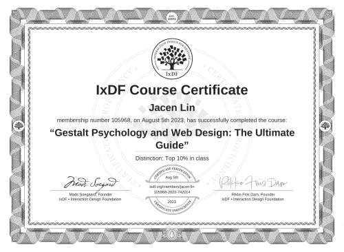Gestalt Psychology and Web Design: The Ultimate Guide certificate