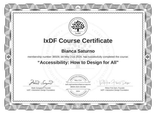 Accessibility: How to Design for All certificate
