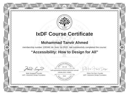 Accessibility: How to Design for All certificate