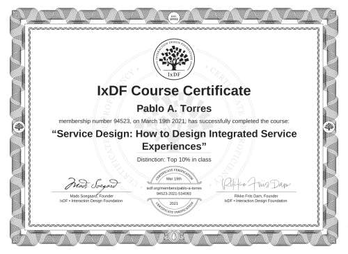 Service Design: How to Design Integrated Service Experiences certificate