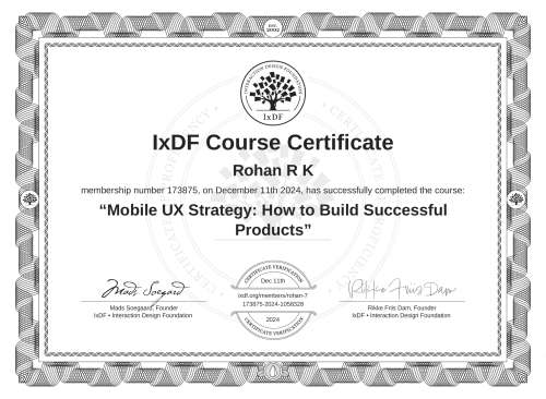 Mobile UX Strategy: How to Build Successful Products certificate