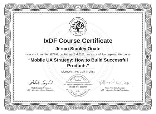 Mobile UX Strategy: How to Build Successful Products certificate