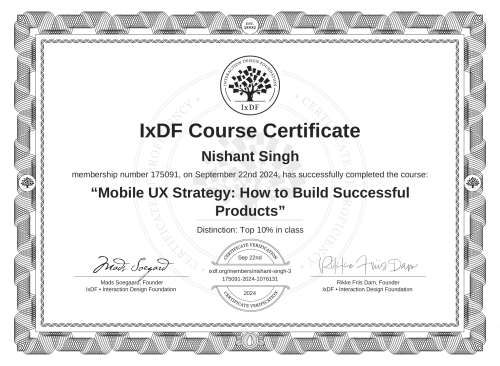 Mobile UX Strategy: How to Build Successful Products certificate