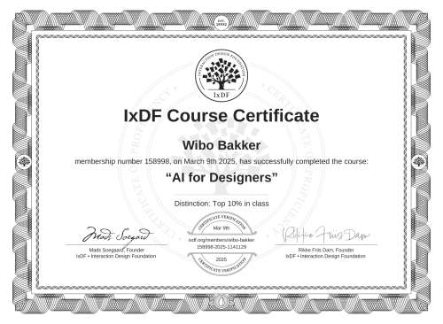 AI for Designers certificate