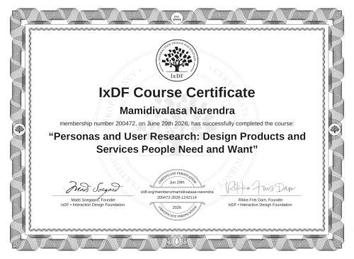 Personas and User Research: Design Products and Services People Need and Want certificate
