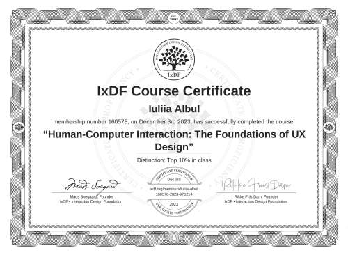 Human-Computer Interaction: The Foundations of UX Design certificate
