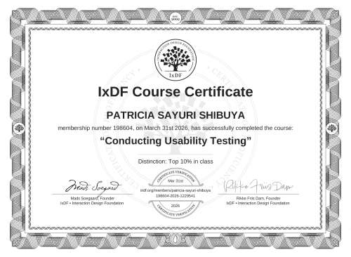 Conducting Usability Testing certificate