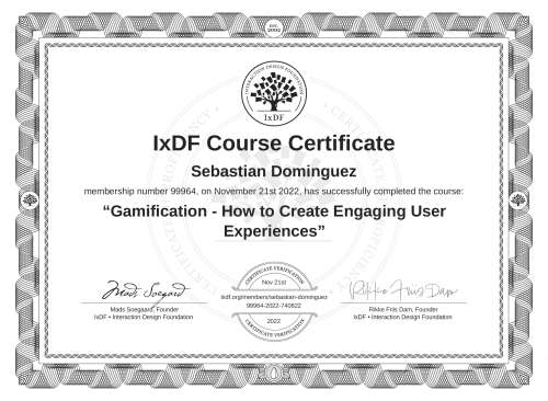 Gamification - How to Create Engaging User Experiences certificate