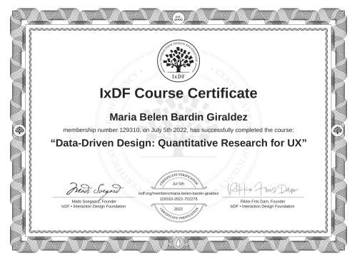 Data-Driven Design: Quantitative Research for UX certificate