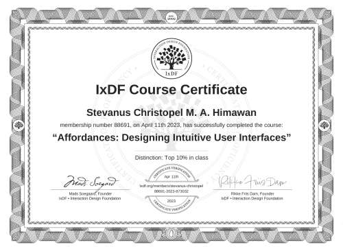 Affordances: Designing Intuitive User Interfaces certificate
