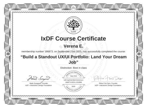 Build a Standout UX/UI Portfolio: Land Your Dream Job certificate