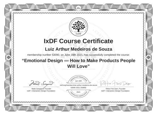 Emotional Design — How to Make Products People Will Love certificate