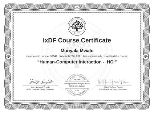 Human-Computer Interaction -  HCI certificate