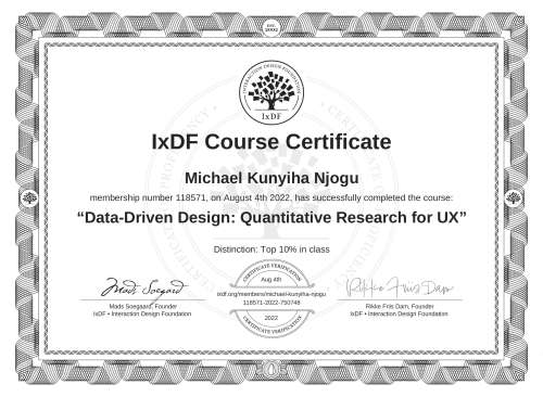 Data-Driven Design: Quantitative Research for UX certificate