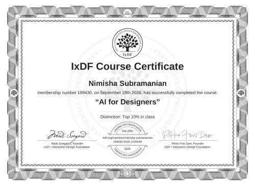 AI for Designers certificate
