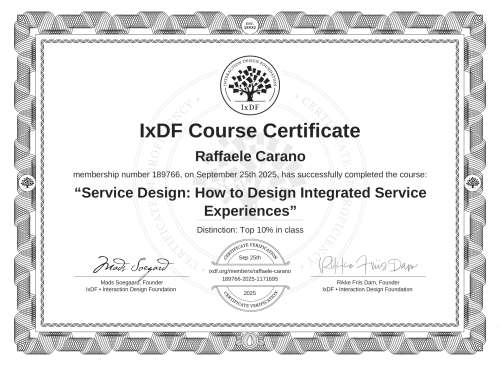 Service Design: How to Design Integrated Service Experiences certificate