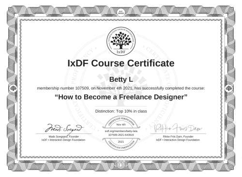 How to Become a Freelance Designer certificate