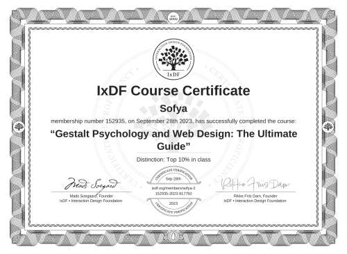 Gestalt Psychology and Web Design: The Ultimate Guide certificate