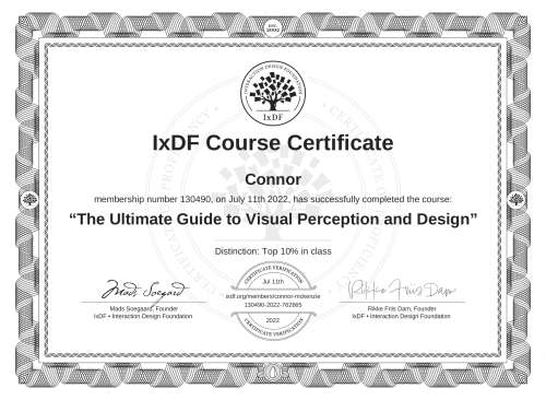 The Ultimate Guide to Visual Perception and Design certificate
