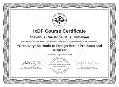 Creativity: Methods to Design Better Products and Services certificate