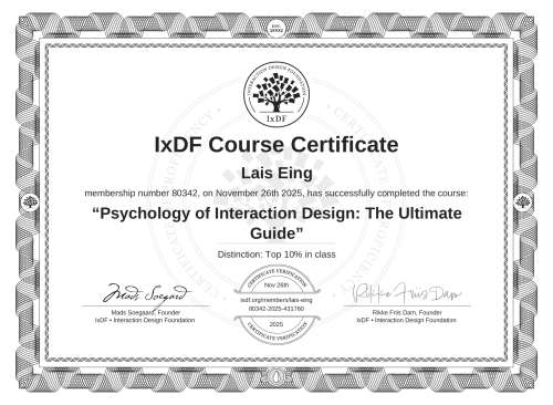 Psychology of Interaction Design: The Ultimate Guide certificate