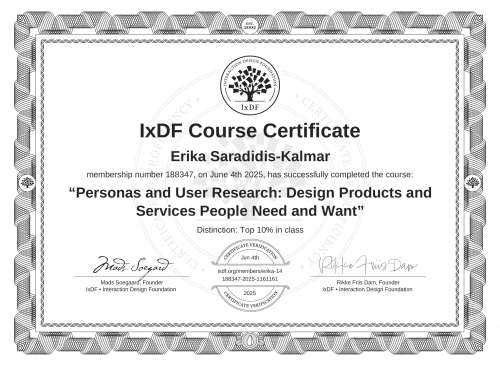 Personas and User Research: Design Products and Services People Need and Want certificate